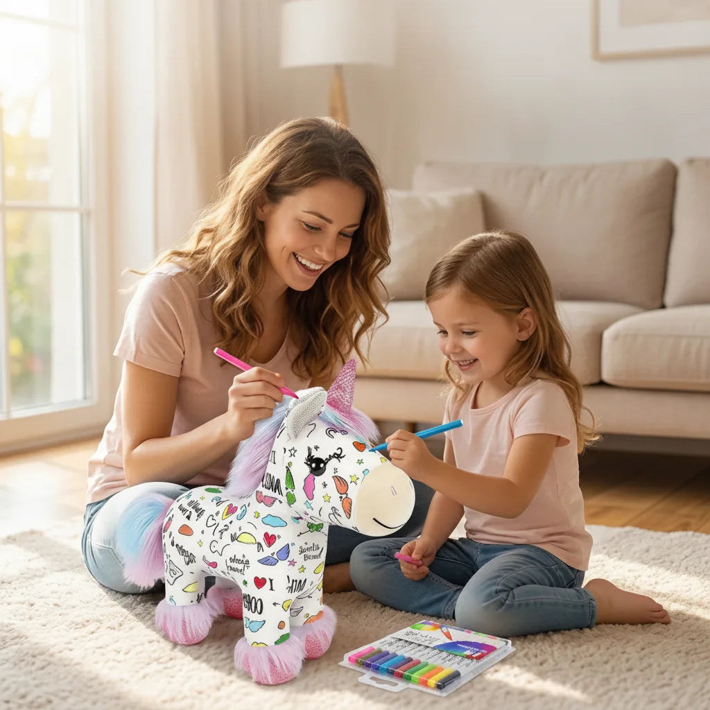 Plush Toy Paintable & Washable With 12 Non-Toxic Markers