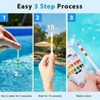 Pool Test Strips 3-In-1 Chlorine pH Alkalinity 50 Pack