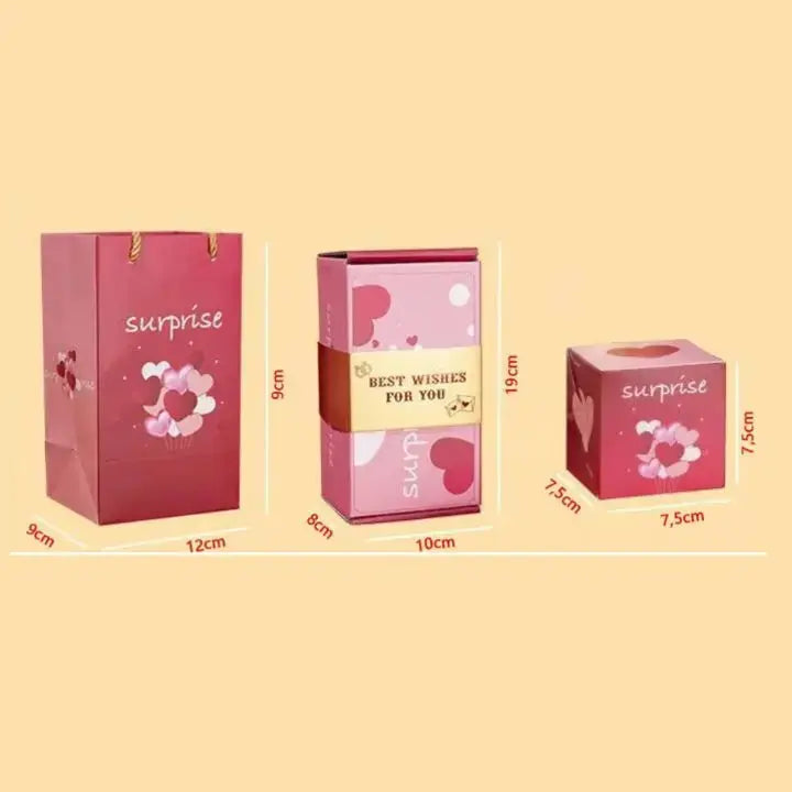 Pop-Up Gift Box Velvet-Lined Pop-Out Cubes & Gift Bag