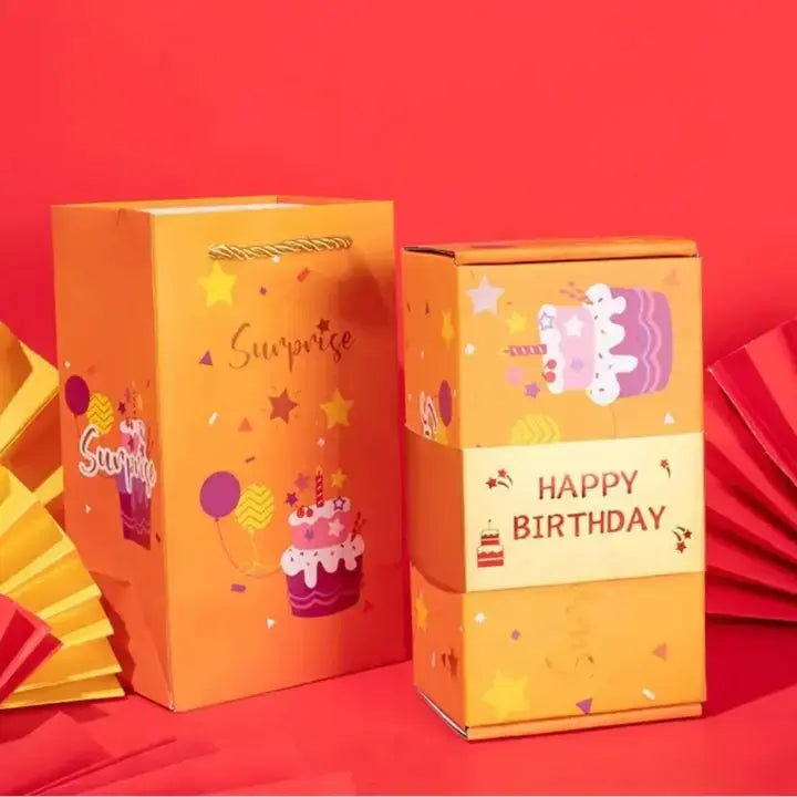 Pop-Up Gift Box Velvet-Lined Pop-Out Cubes & Gift Bag
