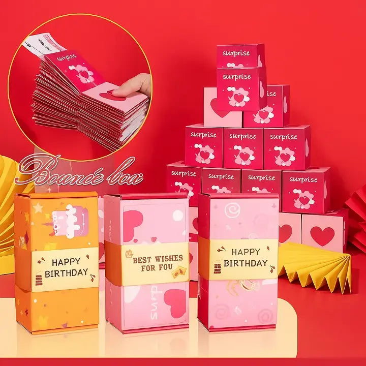 Pop-Up Gift Box Velvet-Lined Pop-Out Cubes & Gift Bag