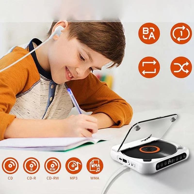 Portable CD Player Bluetooth Hi-Fi 6-Hour Battery