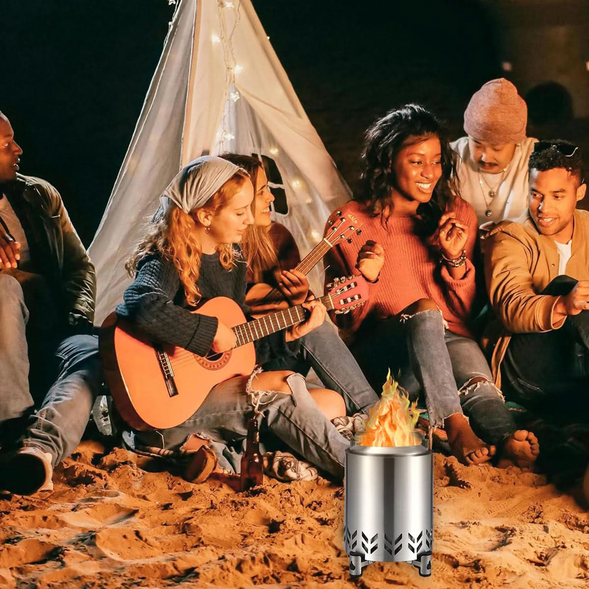 Portable Fire Bowl Heat-Resistant Metal Elevated Stand