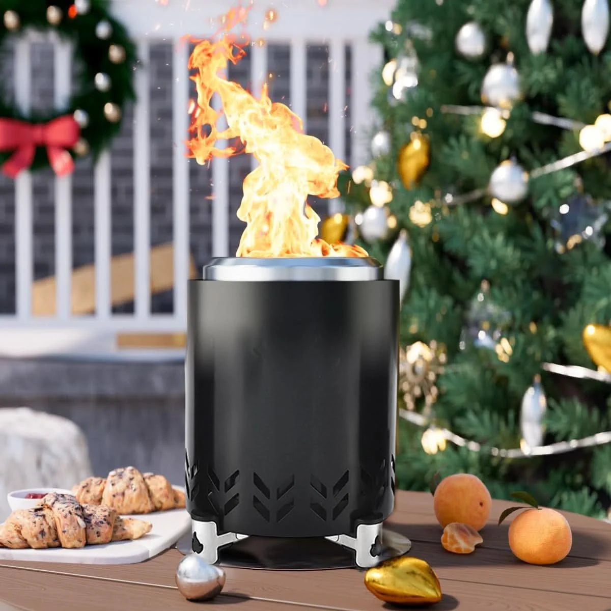 Portable Fire Bowl Heat-Resistant Metal Elevated Stand