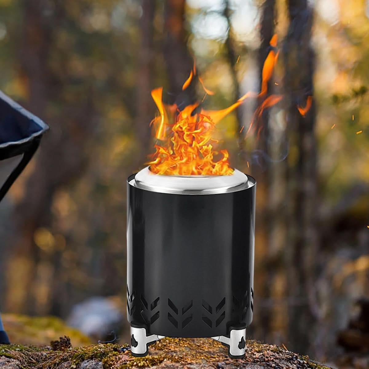 Portable Fire Bowl Heat-Resistant Metal Elevated Stand
