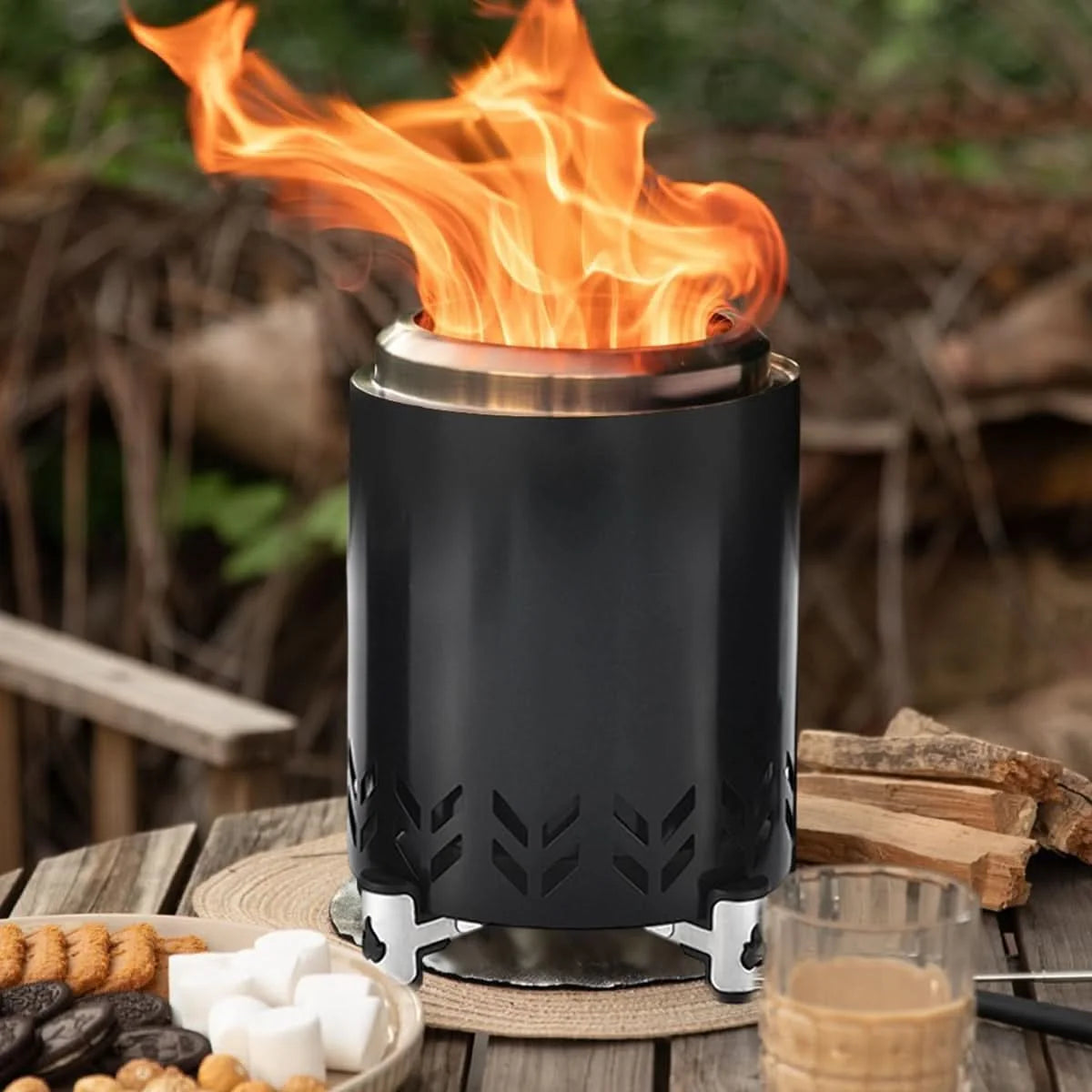 Portable Fire Bowl Heat-Resistant Metal Elevated Stand