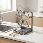 Pot Lid Holder U-Shaped Slots Removable Drip Tray