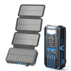 Power Bank Solar & Wireless Charging 20,000mAh Built-In Cables