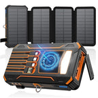 Power Bank Solar & Wireless Charging 20,000mAh Built-In Cables