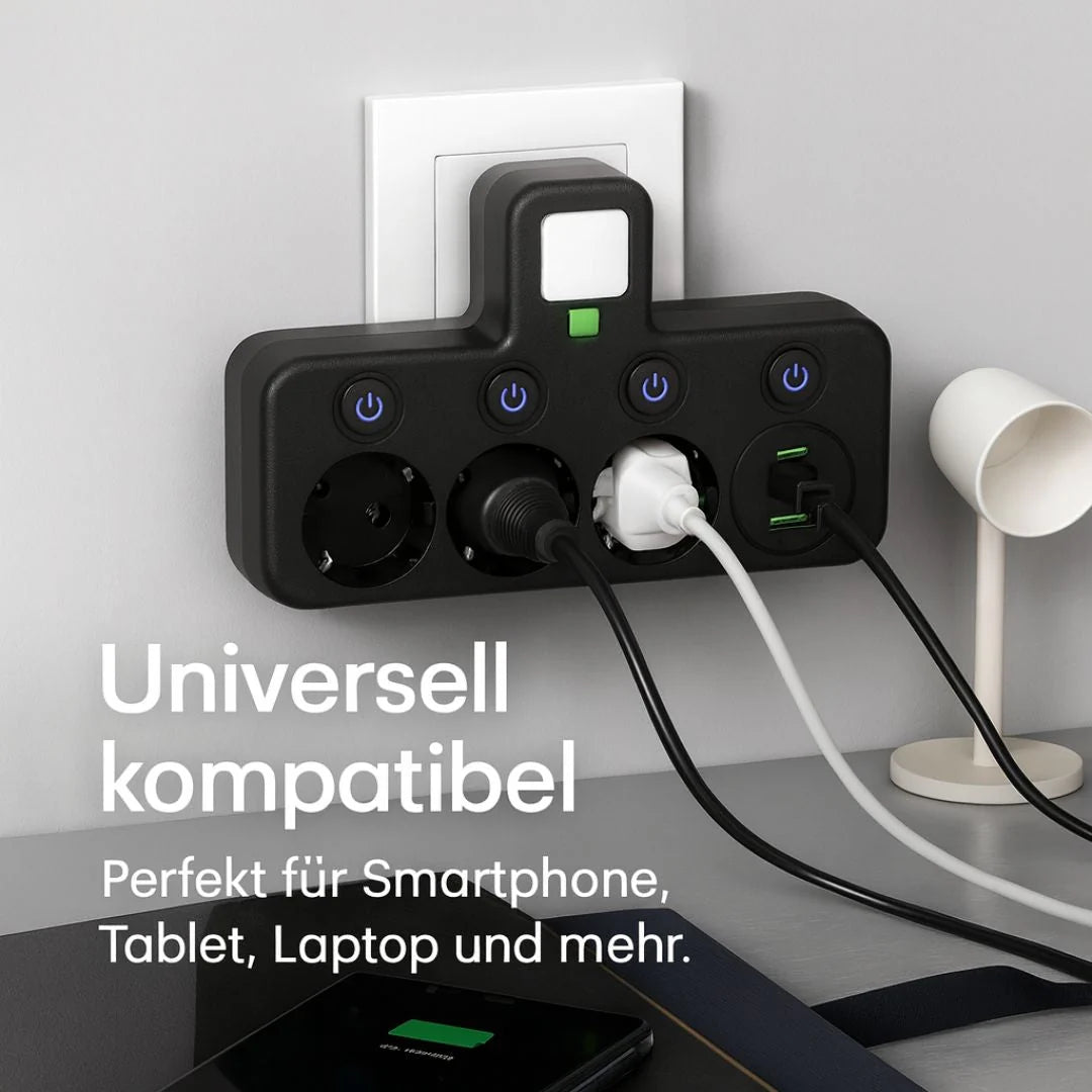 Power Strip 3 Outlets USB-A & USB-C Surge Protection
