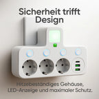 Power Strip 3 Outlets USB-A & USB-C Surge Protection