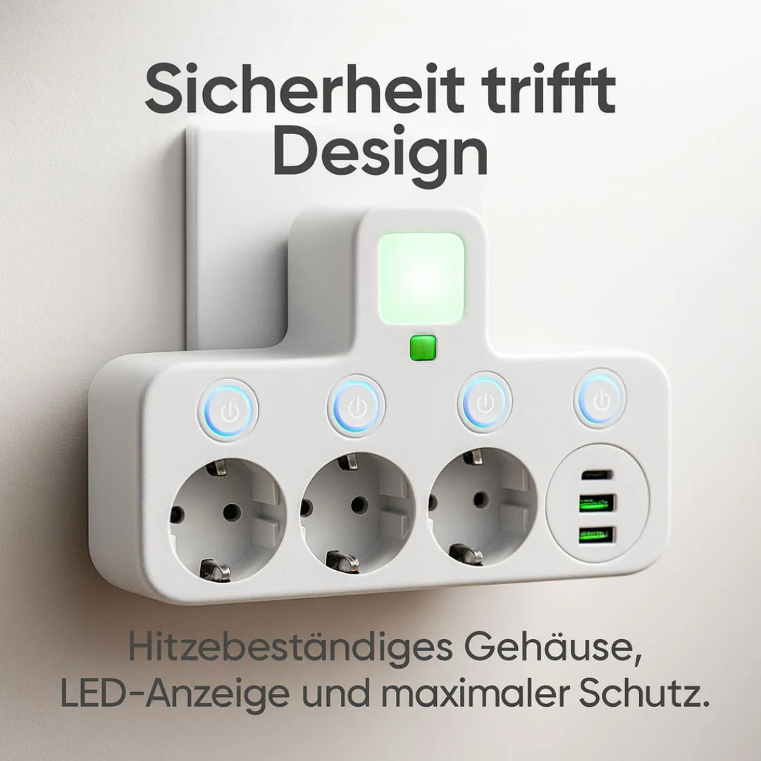 Power Strip 3 Outlets USB-A & USB-C Surge Protection