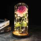 Preserved Rose Display Clear Dome LED Lighted Base