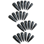 Press-On Nails Stiletto Shape Glossy Black Reusable Set