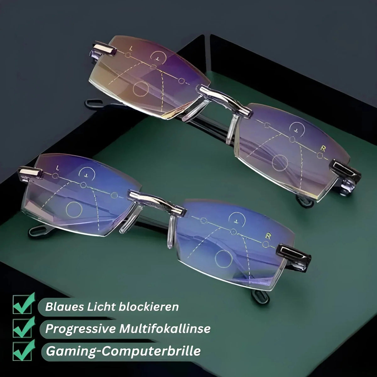 Progressive Reading Glasses Blue Light Filter UV400 Protection