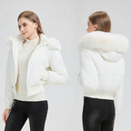 Puffer Jacket Lightweight Thermal Lining Detachable Hood & Faux Fur Trim