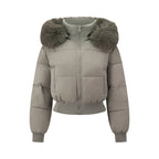 Puffer Jacket Lightweight Thermal Lining Detachable Hood & Faux Fur Trim