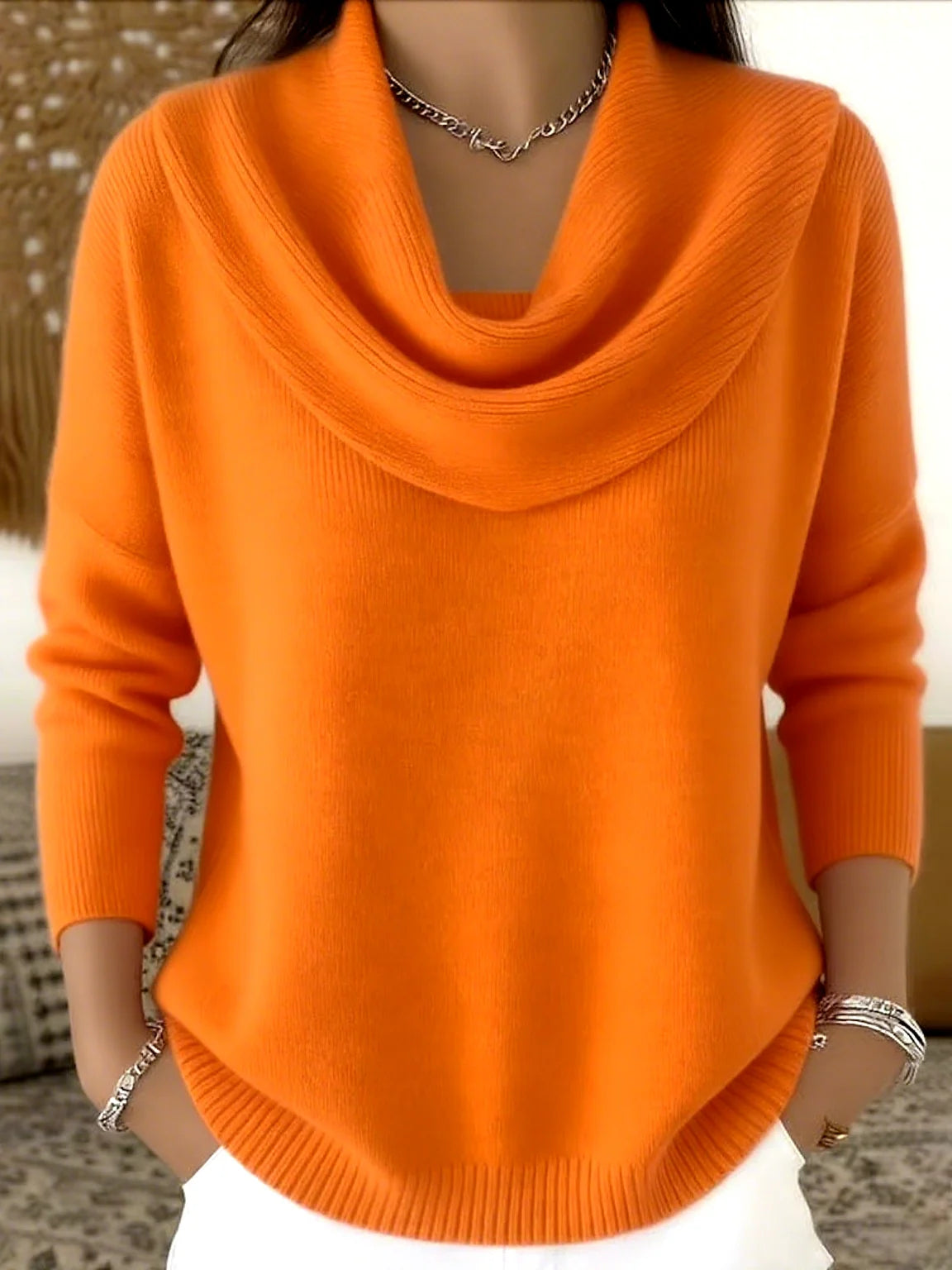 Pullover Sweater Thick Knit Loose Fit Long Sleeve