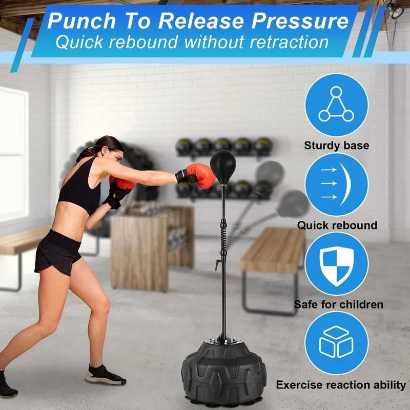 Punching Bag Stand Height-Adjustable Stable Base & Quick-Rebound