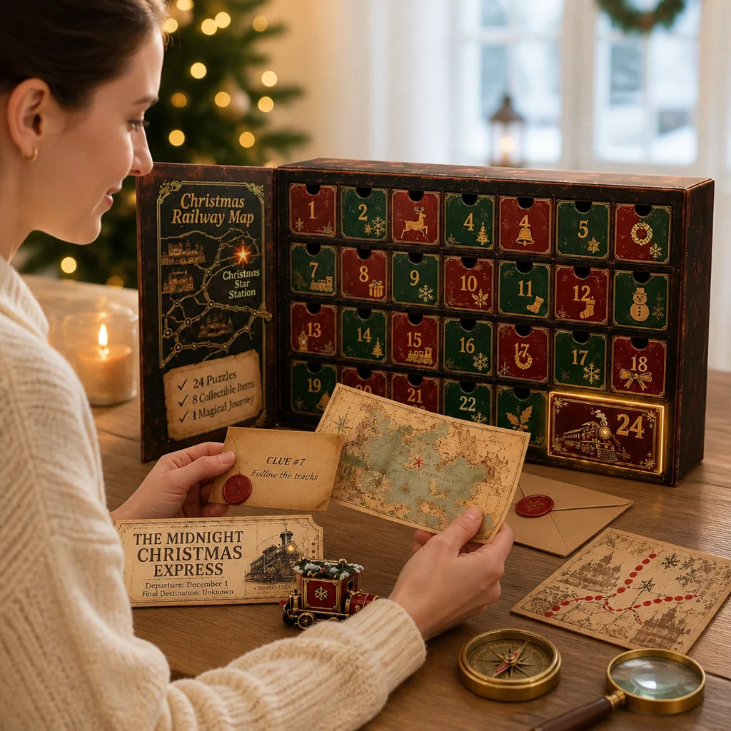Puzzle Advent Calendar 24-Day Escape Room Challenges Six Themes