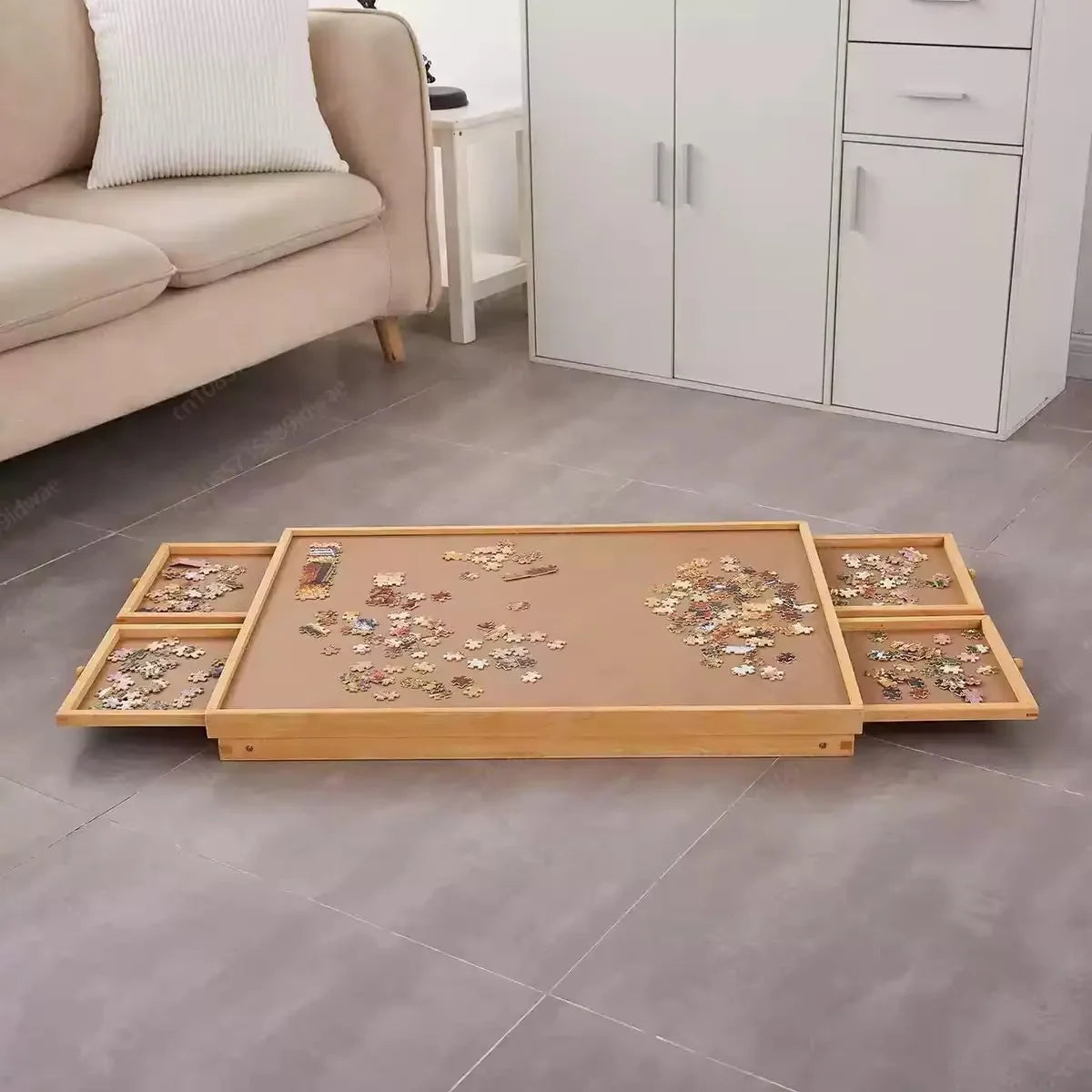 Puzzle Table Wooden Folding 4 Drawers 1500-Piece Capacity