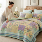 Quilt Set Quilted Floral Pure Cotton 3-Piece