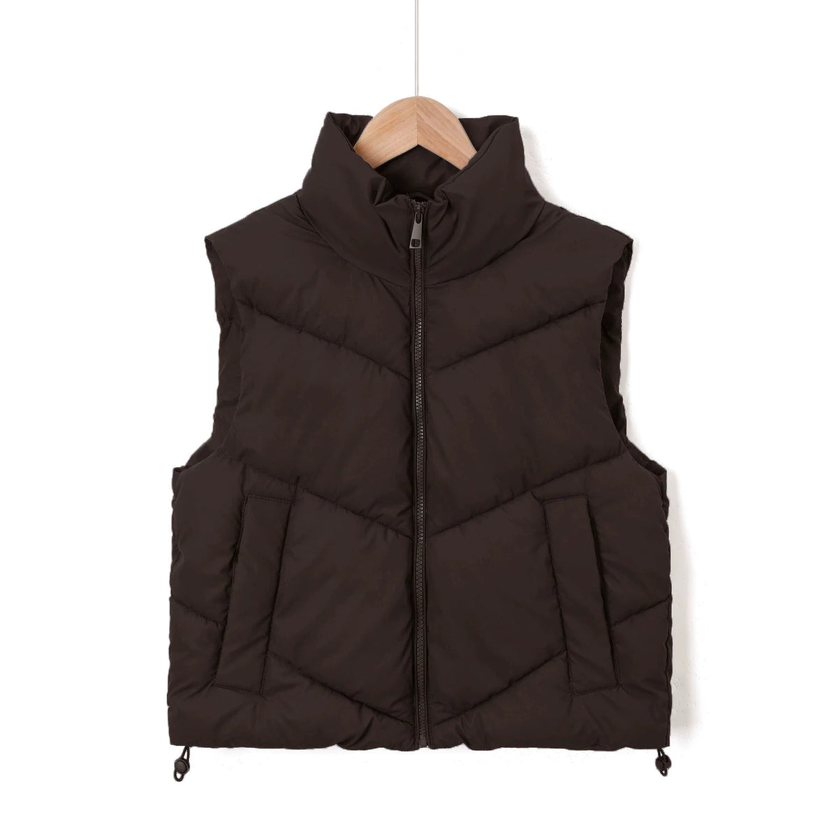Quilted Vest Wind-Resistant High Stand Collar Side Pockets
