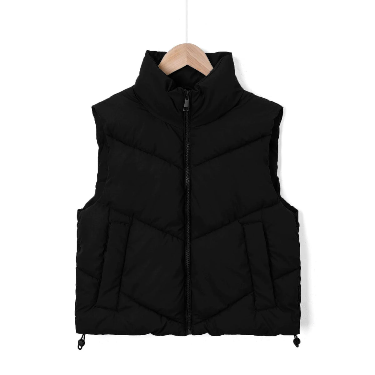 Quilted Vest Wind-Resistant High Stand Collar Side Pockets