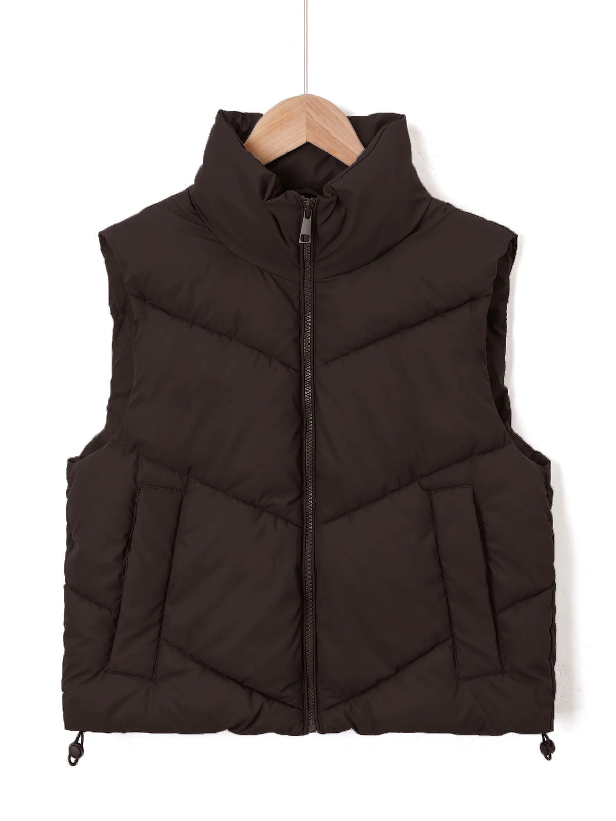 Quilted Vest Wind-Resistant High Stand Collar Side Pockets