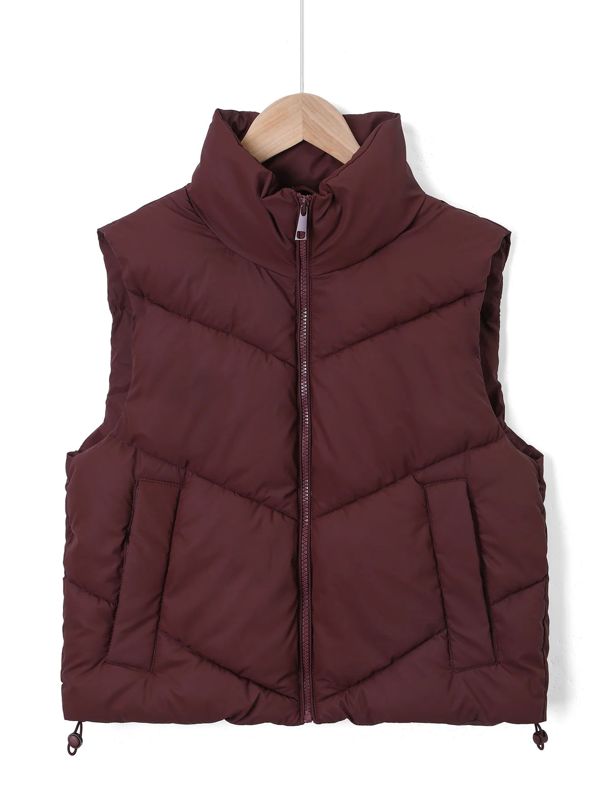 Quilted Vest Wind-Resistant High Stand Collar Side Pockets
