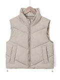 Quilted Vest Wind-Resistant High Stand Collar Side Pockets