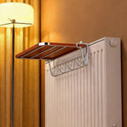 Radiator Drying Rack Foldable Space-Saving Shoe Shelf & Hooks