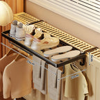 Radiator Drying Rack Foldable Space-Saving Shoe Shelf & Hooks