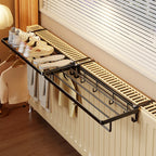 Radiator Drying Rack Foldable Space-Saving Shoe Shelf & Hooks