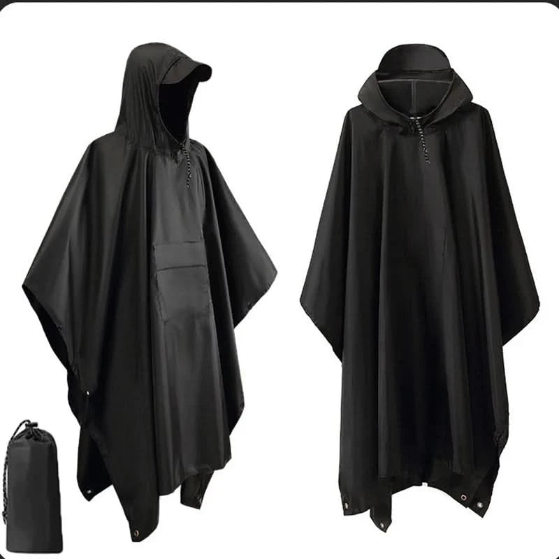 Rain Poncho 3-in-1 Waterproof Ripstop Nylon Packable