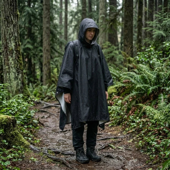 Rain Poncho 3-in-1 Waterproof Ripstop & Packable