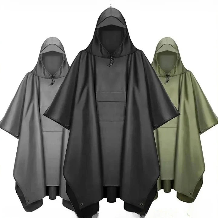 Rain Poncho 3-in-1 Waterproof Ripstop & Packable