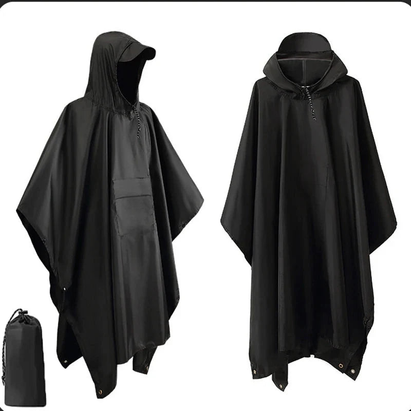 Rain Poncho 3-in-1 Waterproof Ripstop & Packable