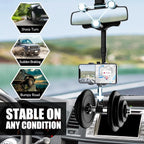 Rearview Mirror Phone Holder 360° Rotating Foldable Design