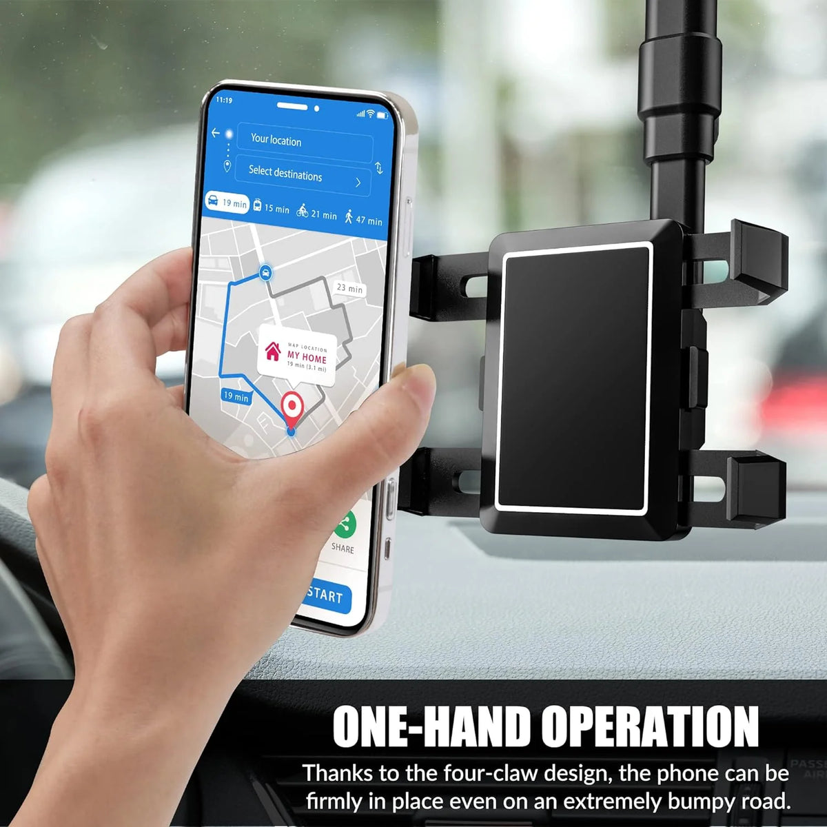 Rearview Mirror Phone Holder 360° Rotating Foldable Design