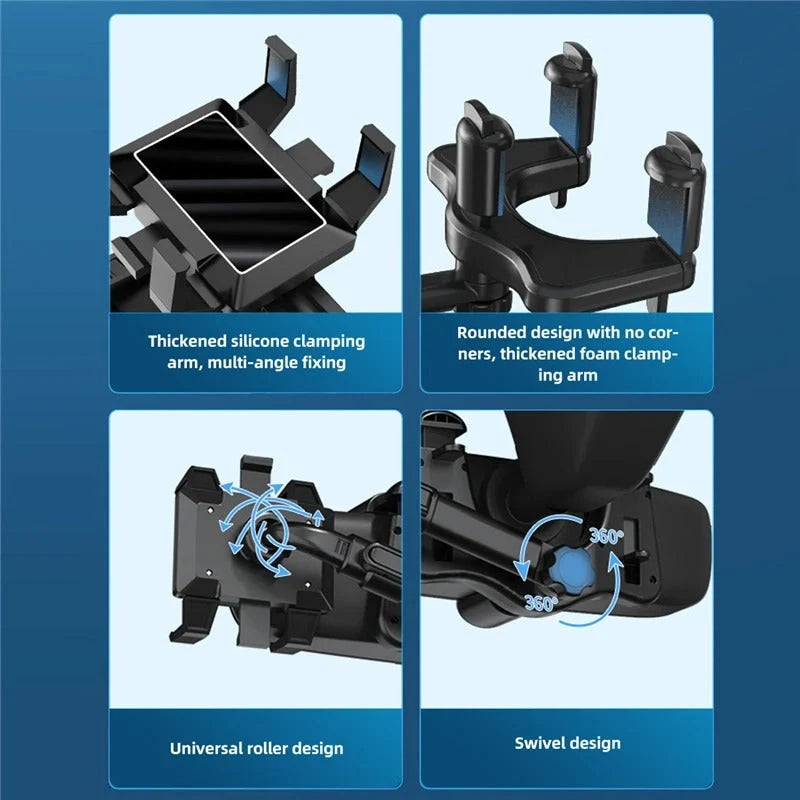 Rearview Mirror Phone Holder 360° Rotating Foldable Design