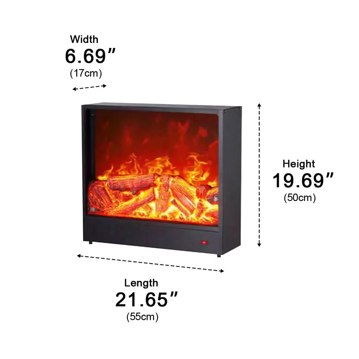 Recessed Wall Heater LED Flame Remote & Adjustable Heat