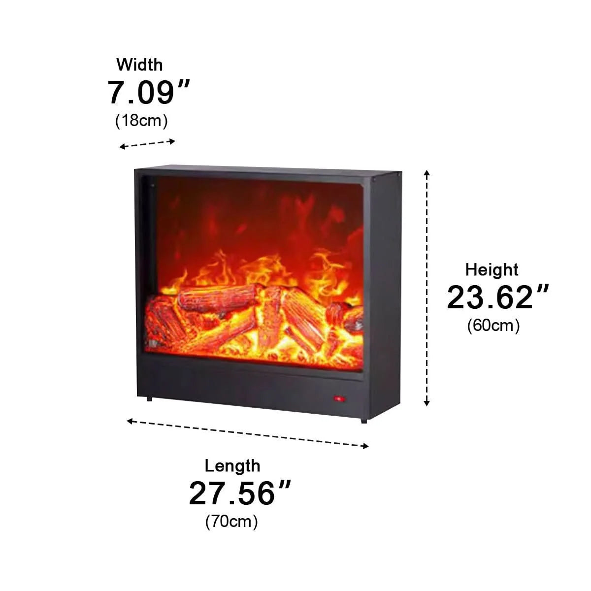 Recessed Wall Heater LED Flame Remote & Adjustable Heat