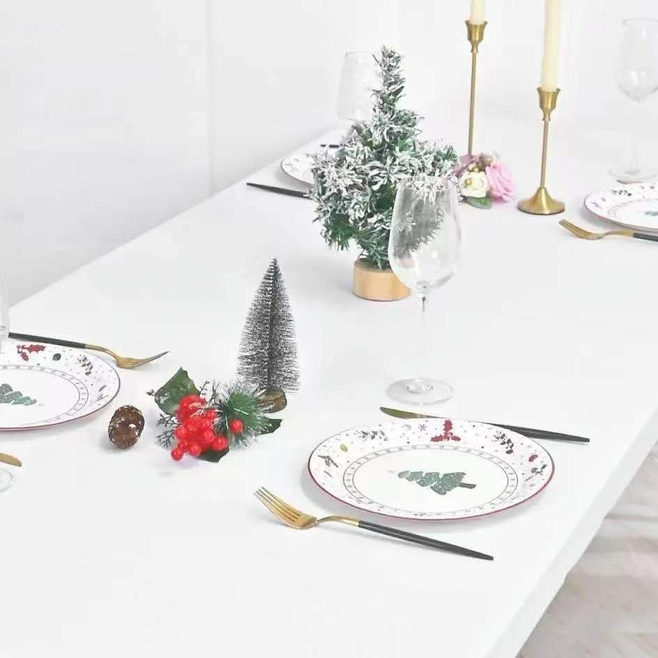 Rectangular Tablecloth Cover Stretch Polyester Water-Repellent & Wind-Resistant