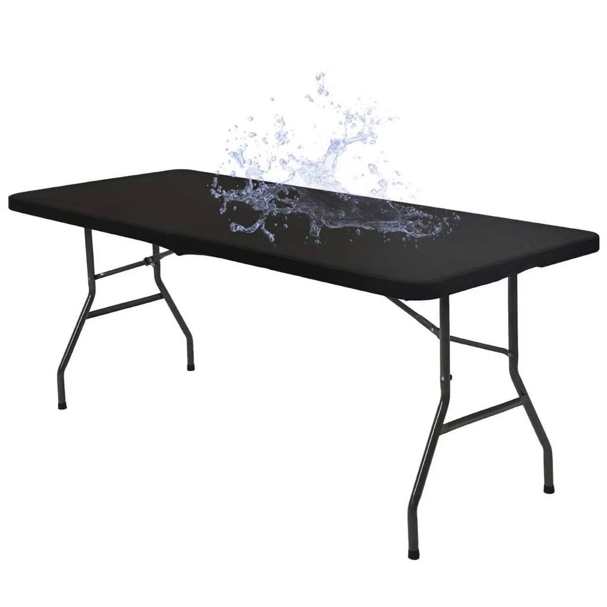 Rectangular Tablecloth Cover Stretch Polyester Water-Repellent & Wind-Resistant