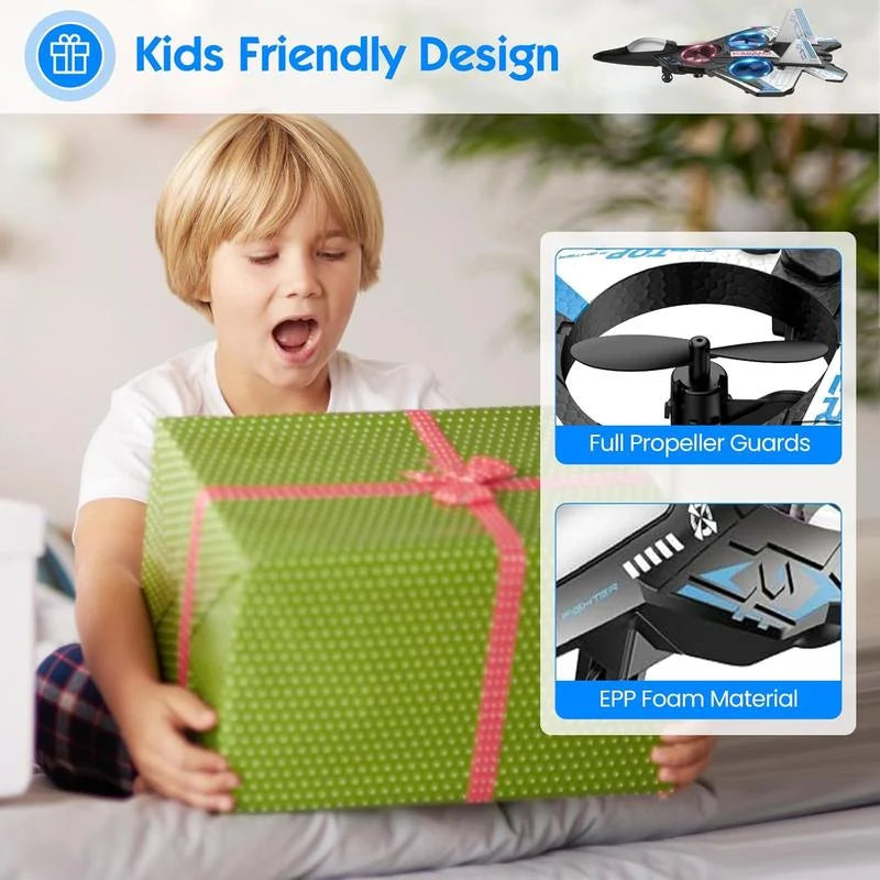 Remote Control Fighter Jet 360° Stunts LED Lights Shock-Resistant Plastic
