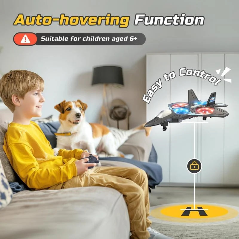 Remote Control Fighter Jet 360° Stunts LED Lights Shock-Resistant Plastic