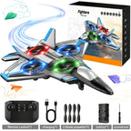 Remote Control Fighter Jet 360° Stunts LED Lights Shock-Resistant Plastic