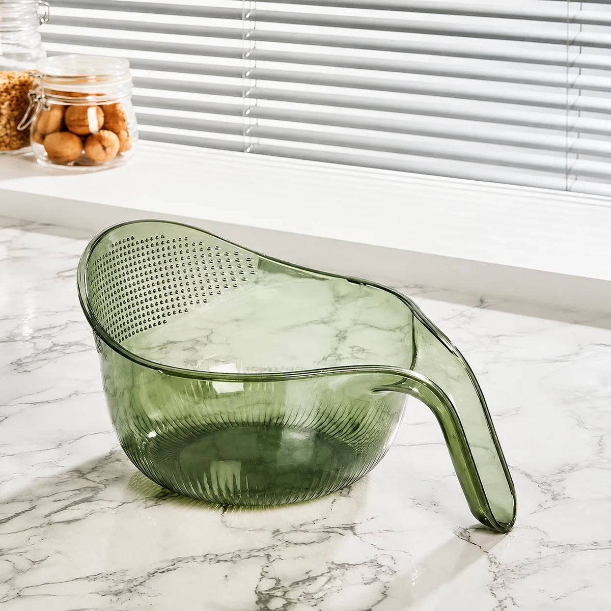 Rice Washing Bowl Fine Mesh Strainer & Ergonomic Handle