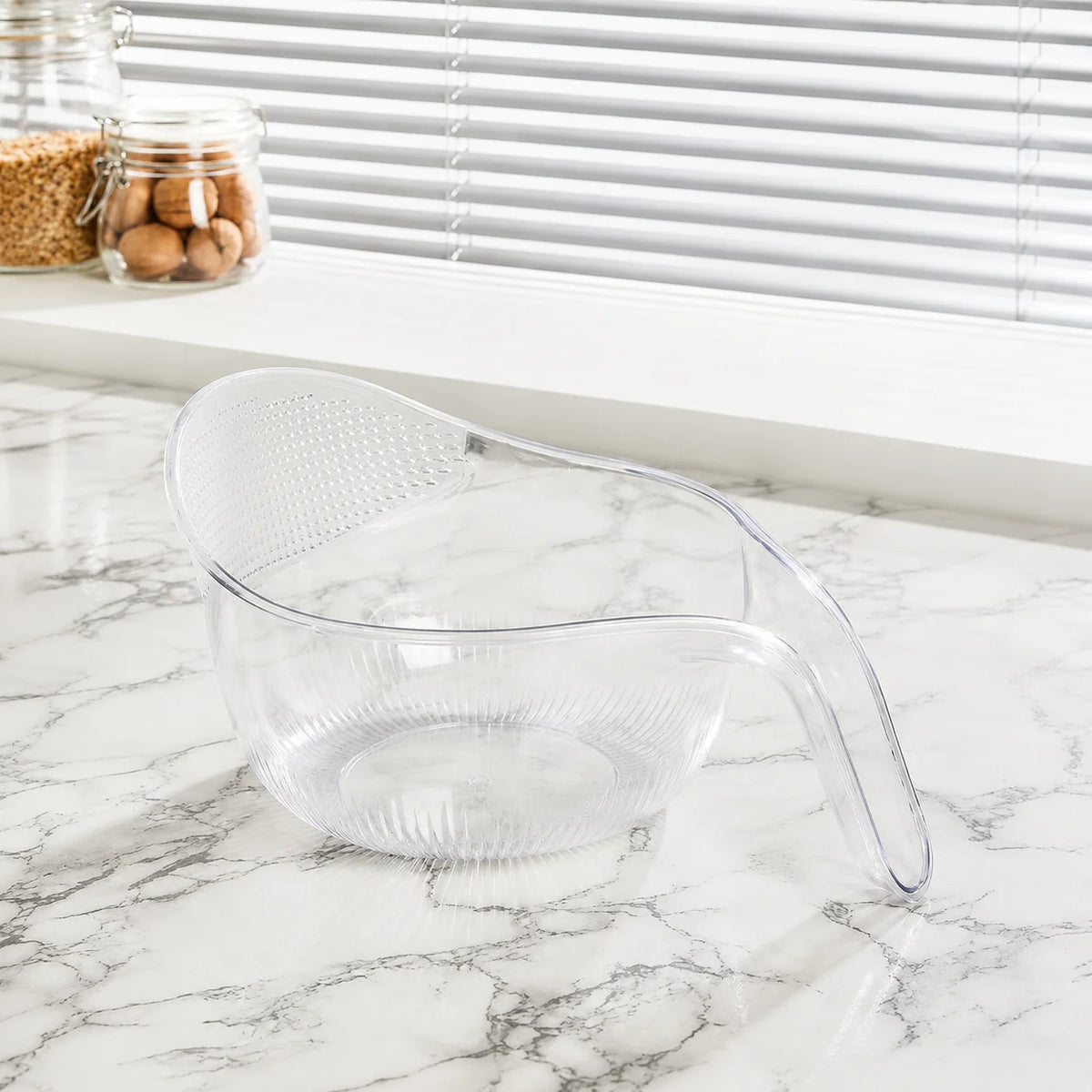 Rice Washing Bowl Fine Mesh Strainer & Ergonomic Handle